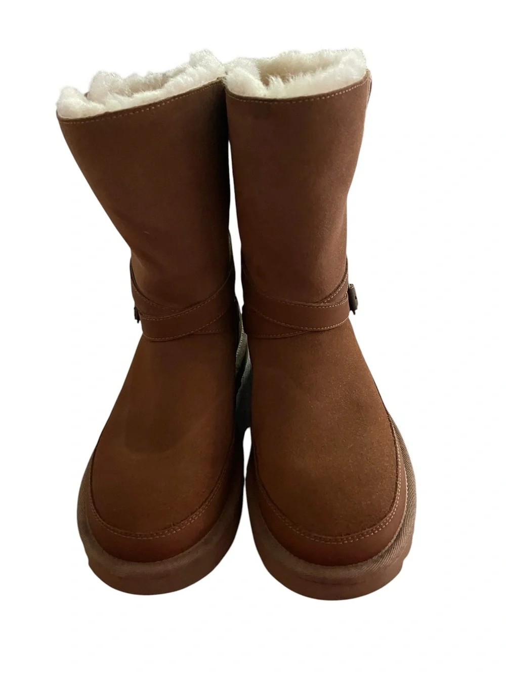 UGG Chestnut Brown Shearling-Lined Winter Bellina Belted Boots Size 9